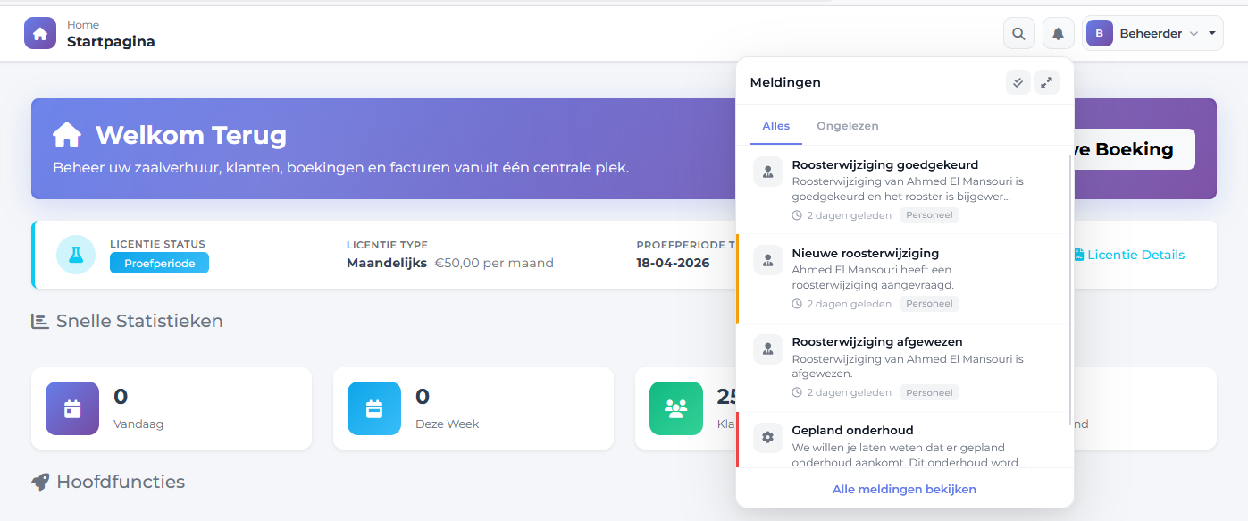 Venuviax Notificatiesysteem
